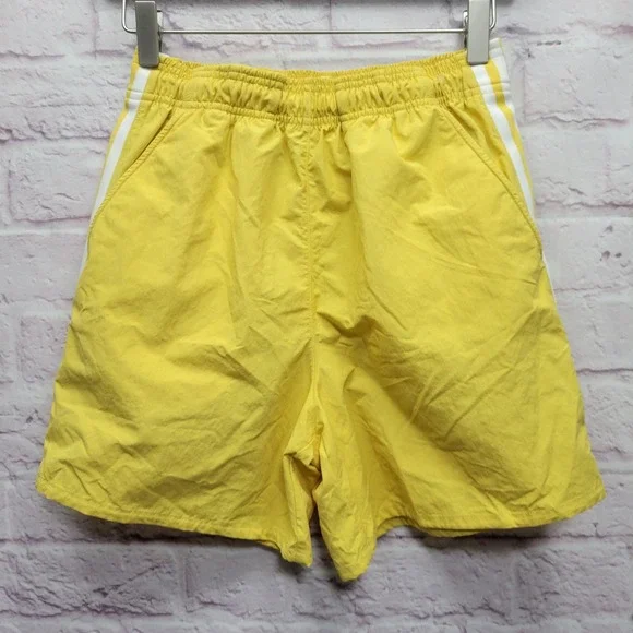 NEW Adidas Originals Core Yellow Shorts Women XS Stripe Elastic Waist  Athletic